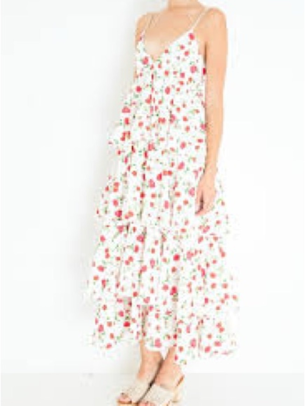 Crystal Doll White Maxi Dress with Pink Floral Print